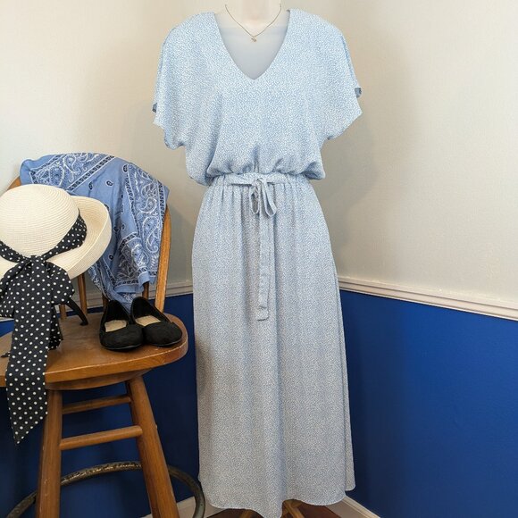 Sienna Sky Blue and White Print Dress - Picture 1 of 9